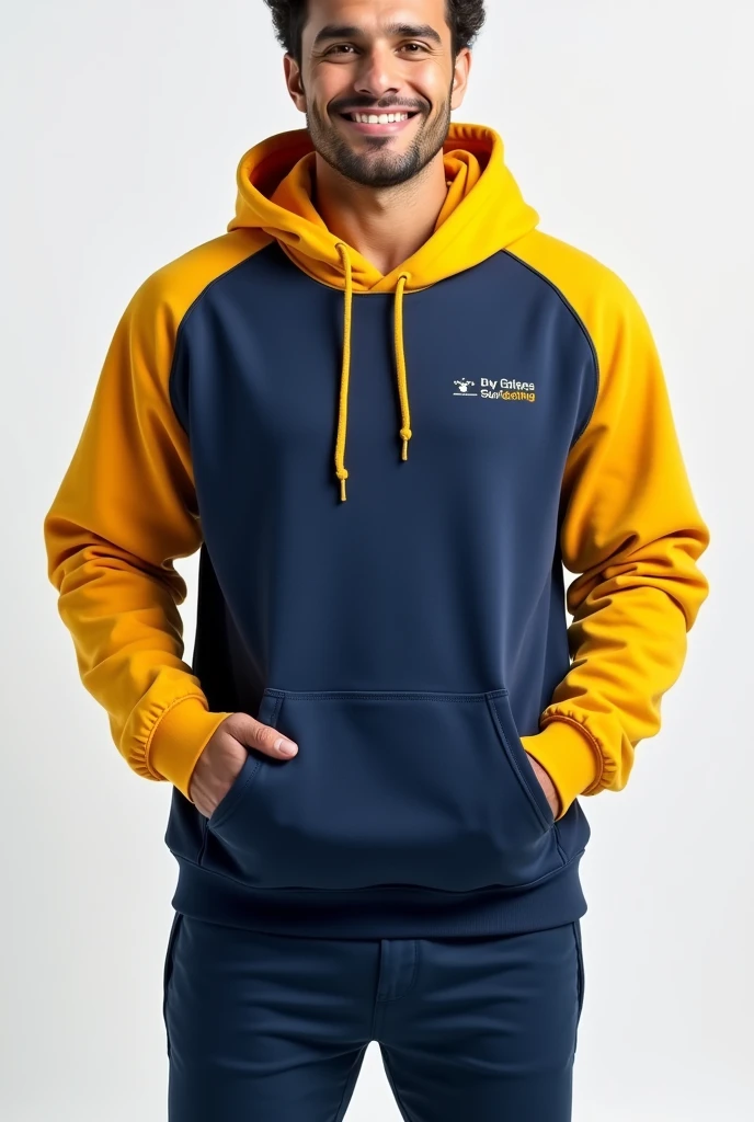 Navy blue and yellow veterinary medicine hoodie with hood and pocket 