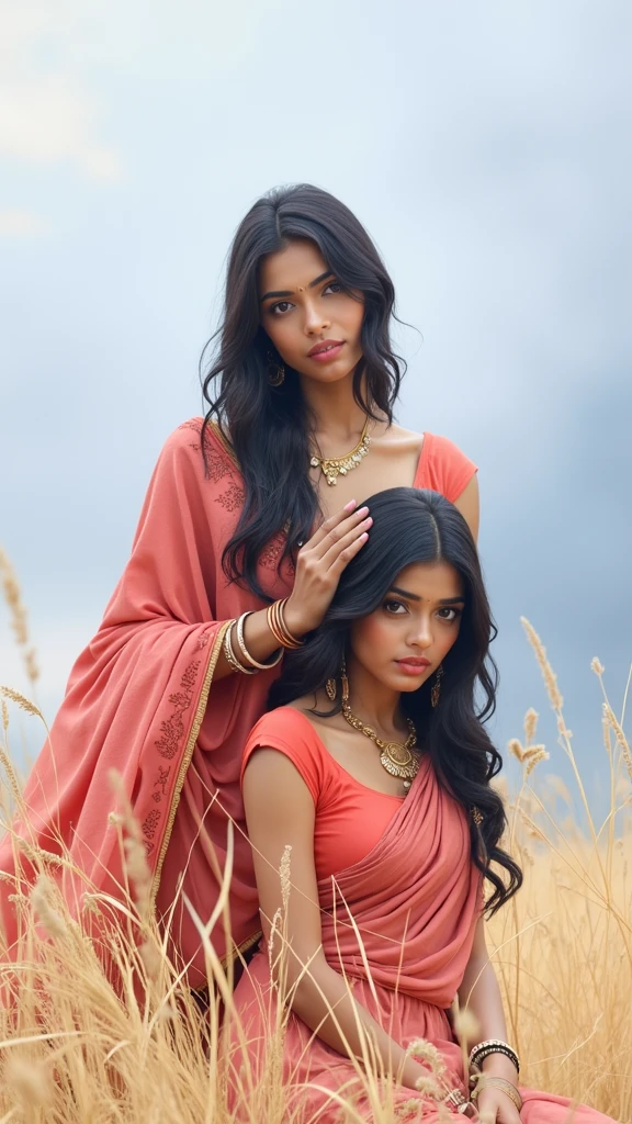 Indian 2 women most beautiful with long back hair 