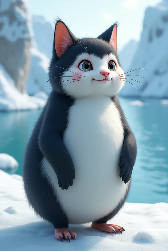 A penguin with a cat's face