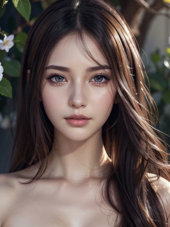 1 girl, beautiful detailed eyes, beautiful detailed lips, extremely detailed face and portrait, long eyelashes, serene expression, elegant hairstyle, beautiful detailed body, fantasy atmosphere, 8k unity wallpaper, masterpiece, best quality, highly detailed, soft shading, cohesive color palette, calming mood, official art