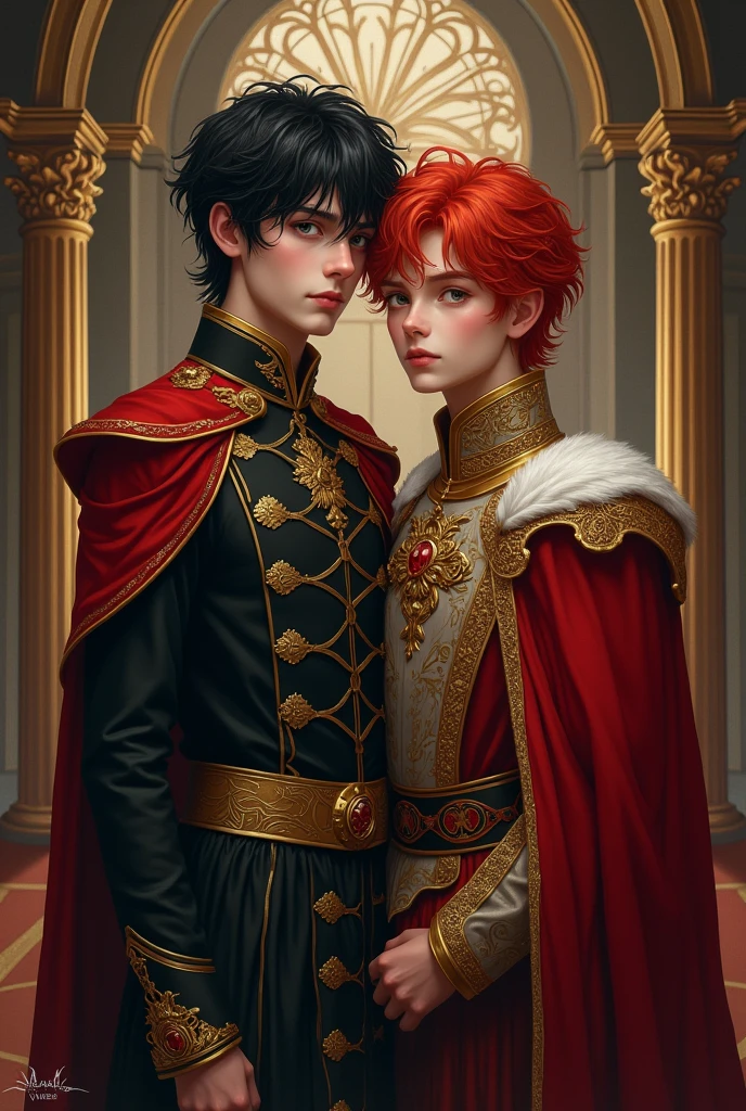 The sons of a black-haired King and a red-haired Prince Consort (omegaverse)