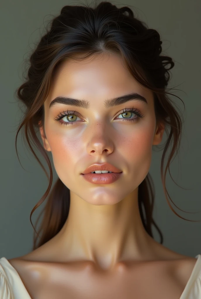 young spanish women standing with symmetrical face