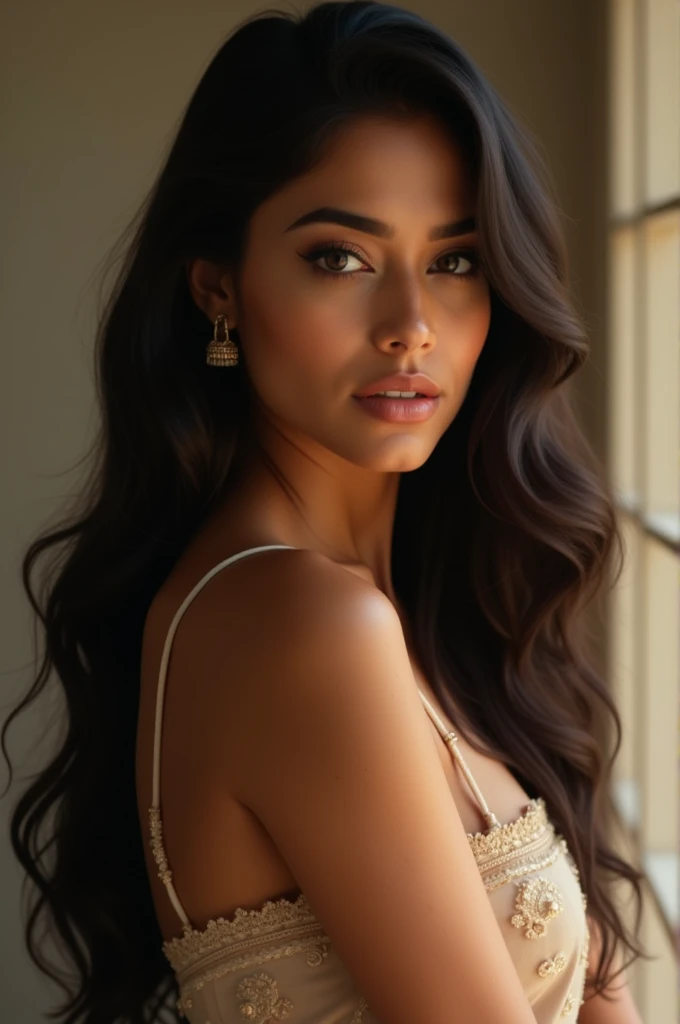 Indian women most beautiful with long back hair cinfident attractive and hot
