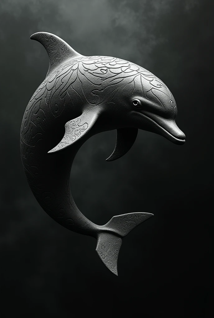 Make a black and white tribal gothic style dolphin 