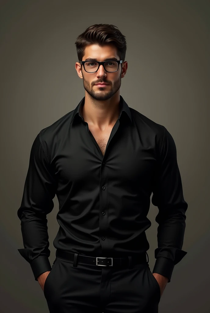 boy, soft but rough, handsome, muscular, obsessive to only his girl, loyal, cold, responsibility, tall, fit body, wear glasses,
wore fully clothed, black shirt tucked in, rich, ceo, suited, clean shave clear face, age 28, baby face, smirking