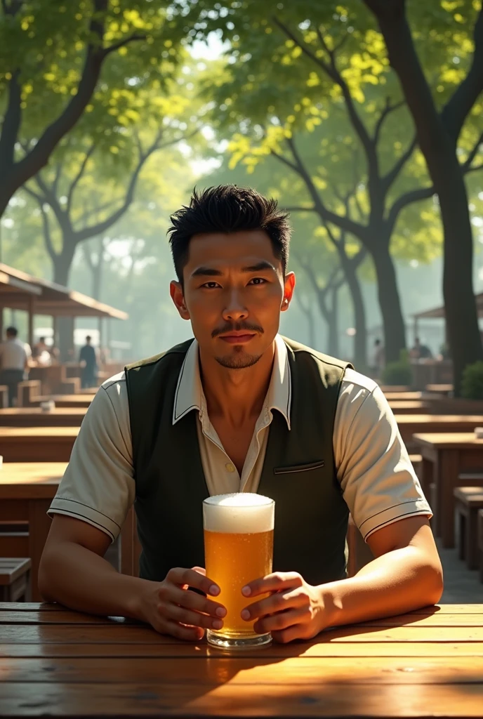 Hidetoshi Nakata Beer drinking beer garden