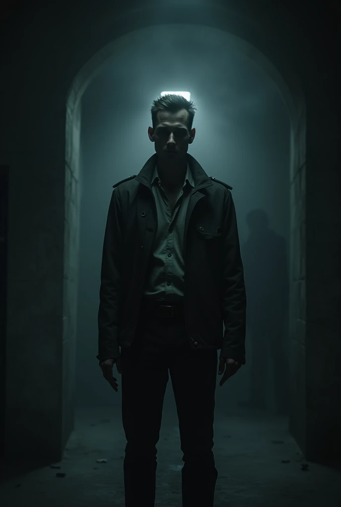 A man standing looking at the person behind him