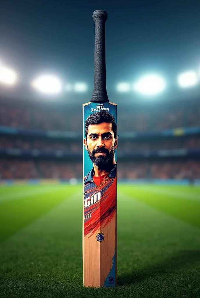 cricket bat with ms dhoni sticker