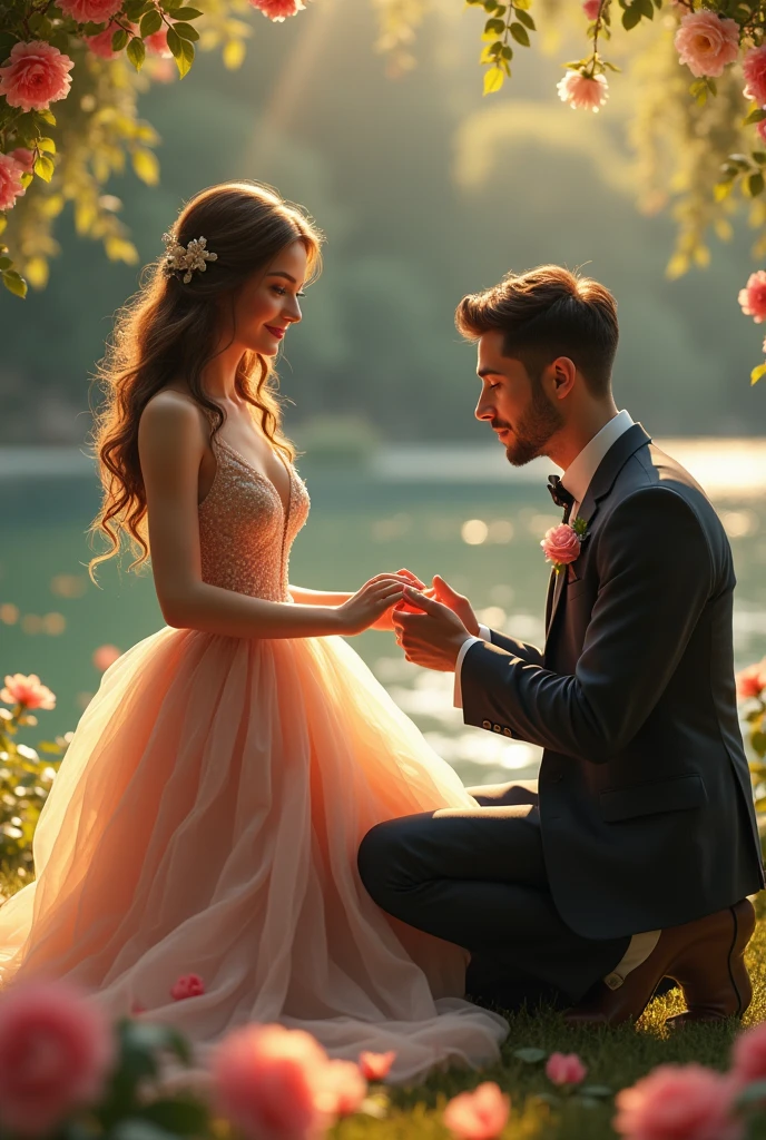 (photorealism:1.2), beautiful woman, accepting man proposal