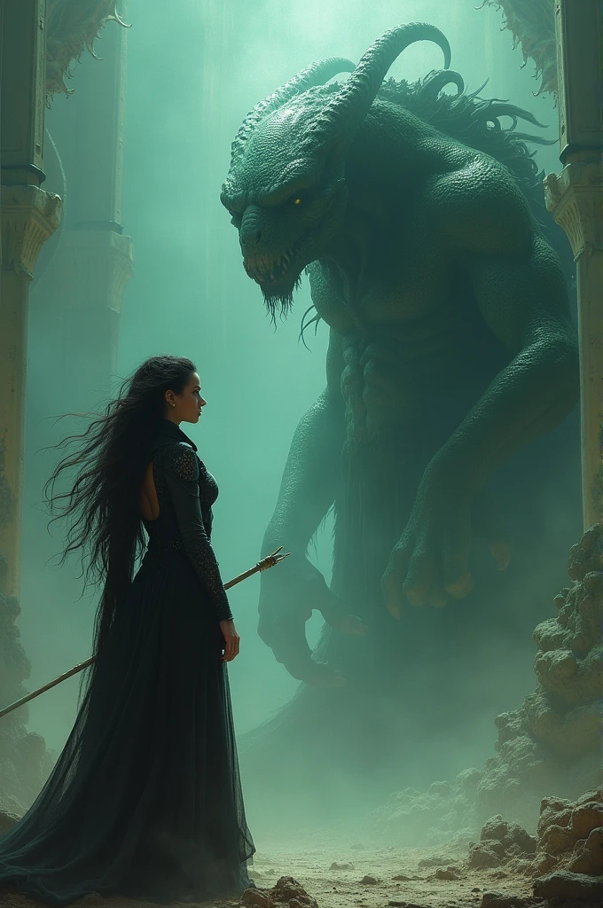 Create an epic scene in which Máxima Shisemelle, the underworld lawyer facing Sérgio, O Gorgota. Both are characters on this site: https://bimbasadventures.wordpress.featuring/