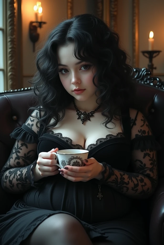 Gothic chubby version curly hair medium complexion white teas