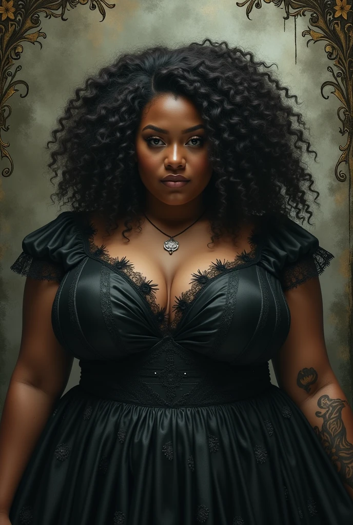 Gothic chubby version curly hair medium complexion mixed race