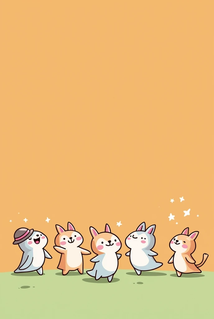 (Most of the background is solid color.),Simple animation characters Small cute cartoon characters are shown below