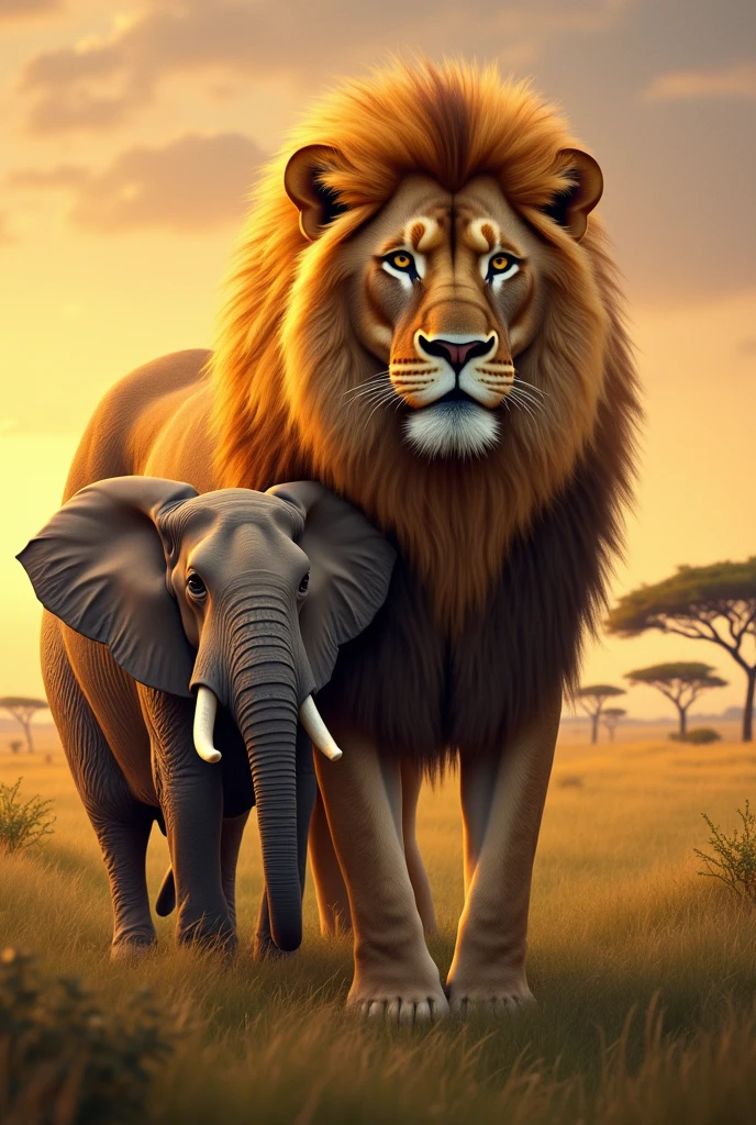 Lion with add elephant
