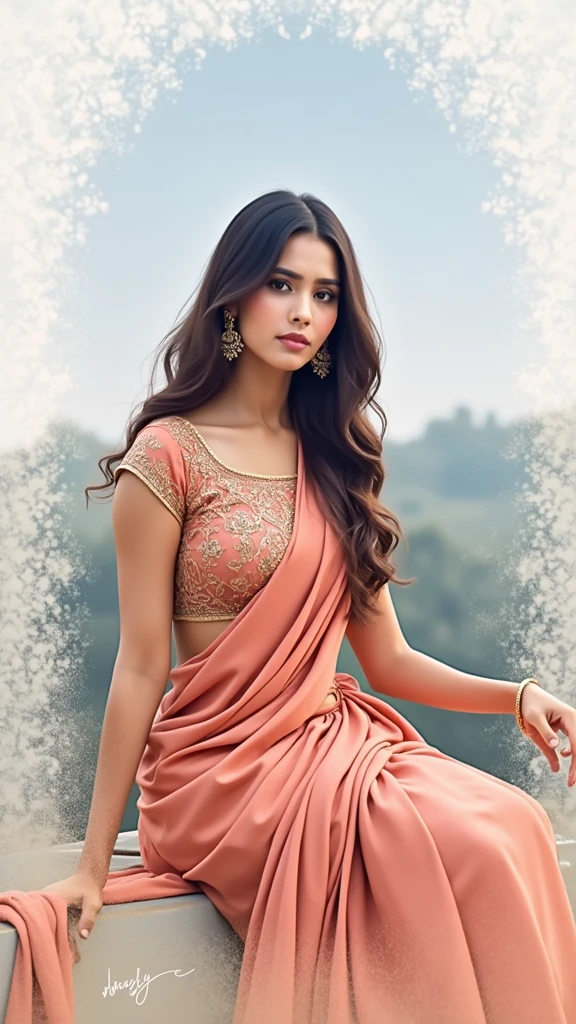 Same face of image in dark red saree full sleeve blouse ref