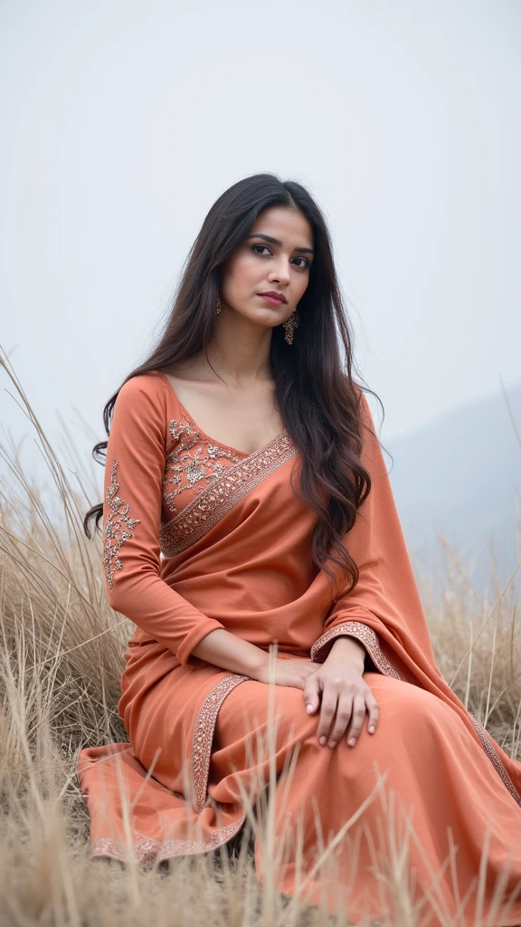 Same face of image in dark red saree full sleeve blouse ref