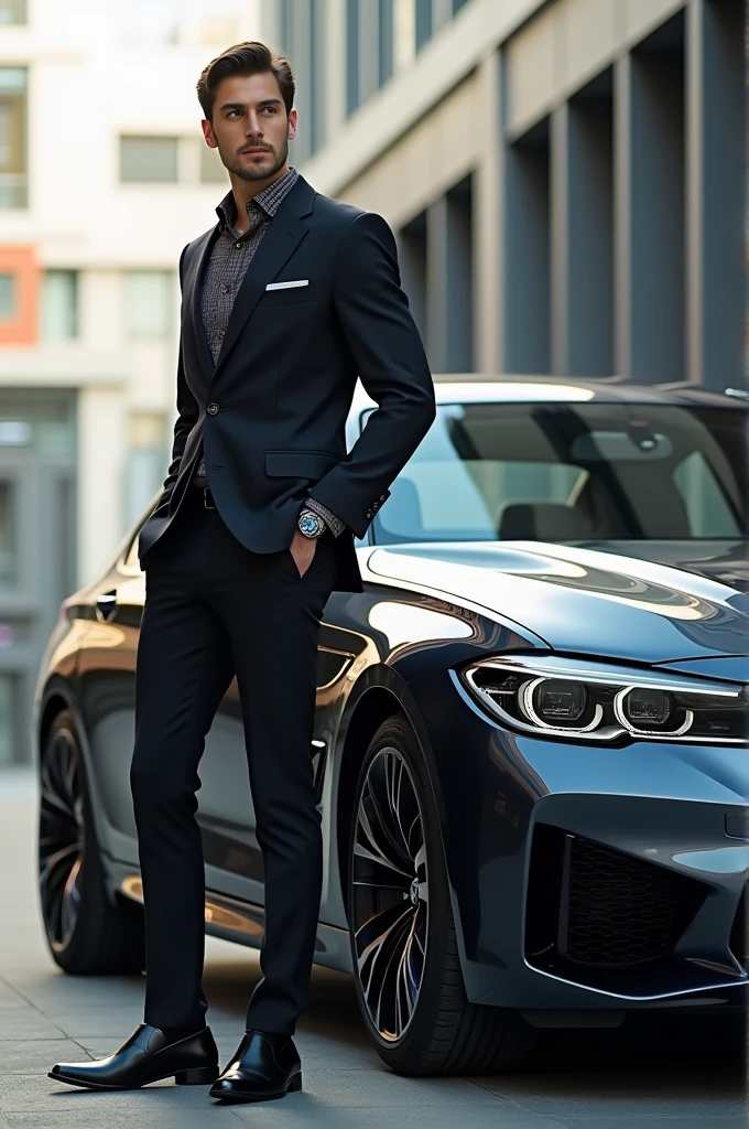 The human with bmw vehicle