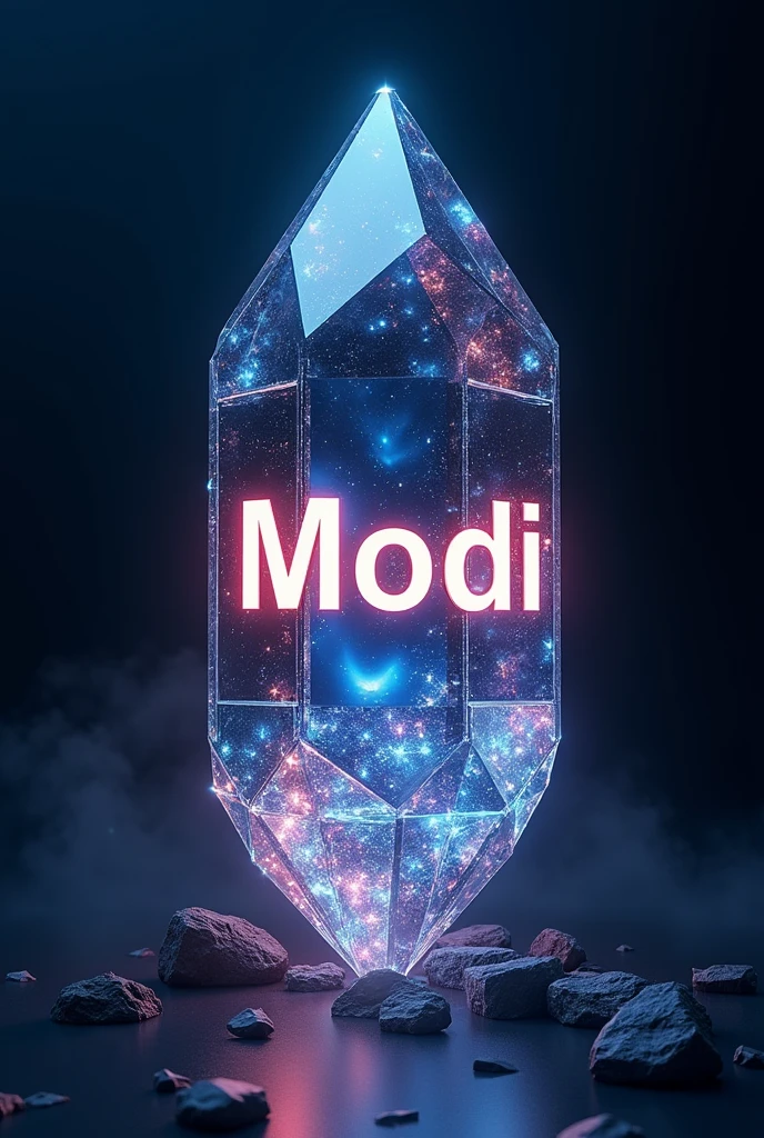 Crypto currency image like crystal with the name of Modi