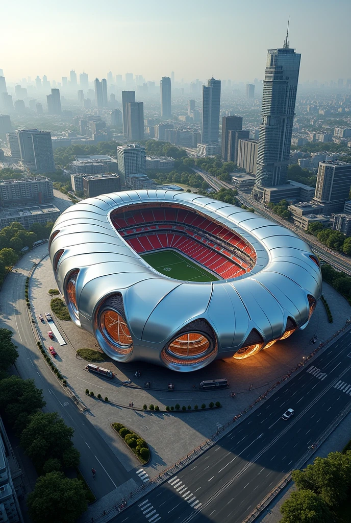 A football stadium in the shape of a car
