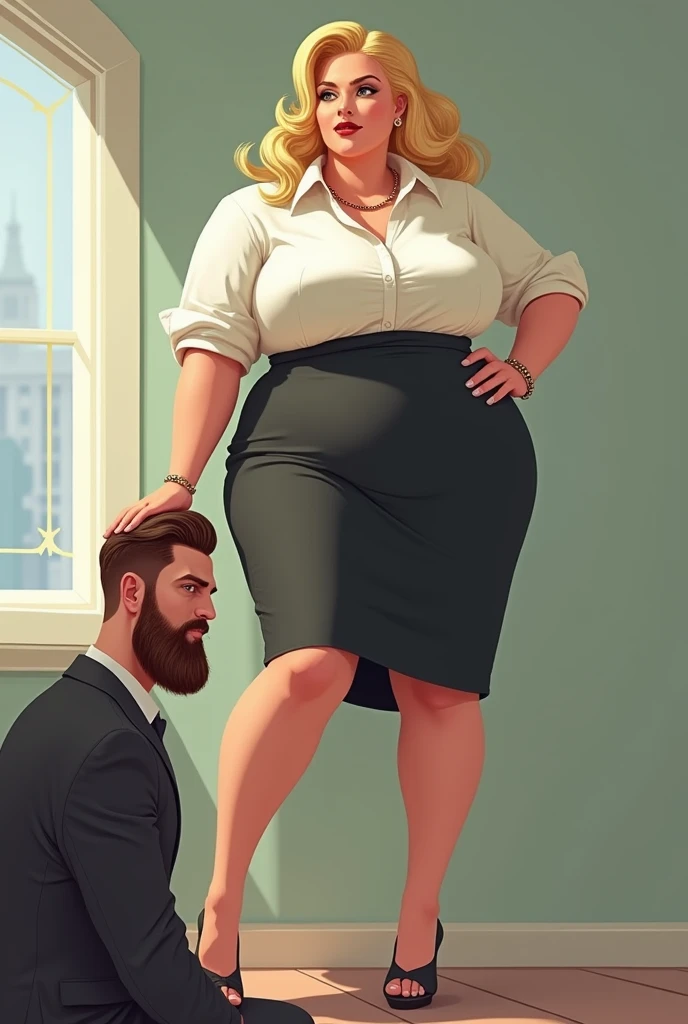 ((fully clothed male, man)), (feminization), ((male to female)), ((man turned into woman)), ((before and after)), sequence, gender transformation, shrinking, large breasts, perfect figure, slutty, ((breast expansion)), embarrassed face, tiny futa penis, chastity cage, fancy updo, ((blonde hair)), ((lovely shiny hair), 3 panels, (housewife:1.4), stepford wife, (heavy makeup), b1mbofication, lacy pink bra, white stockings, short skirt, chastity cage, tiny penis, kneeling, cum, (apron), BREAK, score_9, score_8_up, score_7_up, score_6_up, face focus, rating_explicit, p1nkh0rr0r