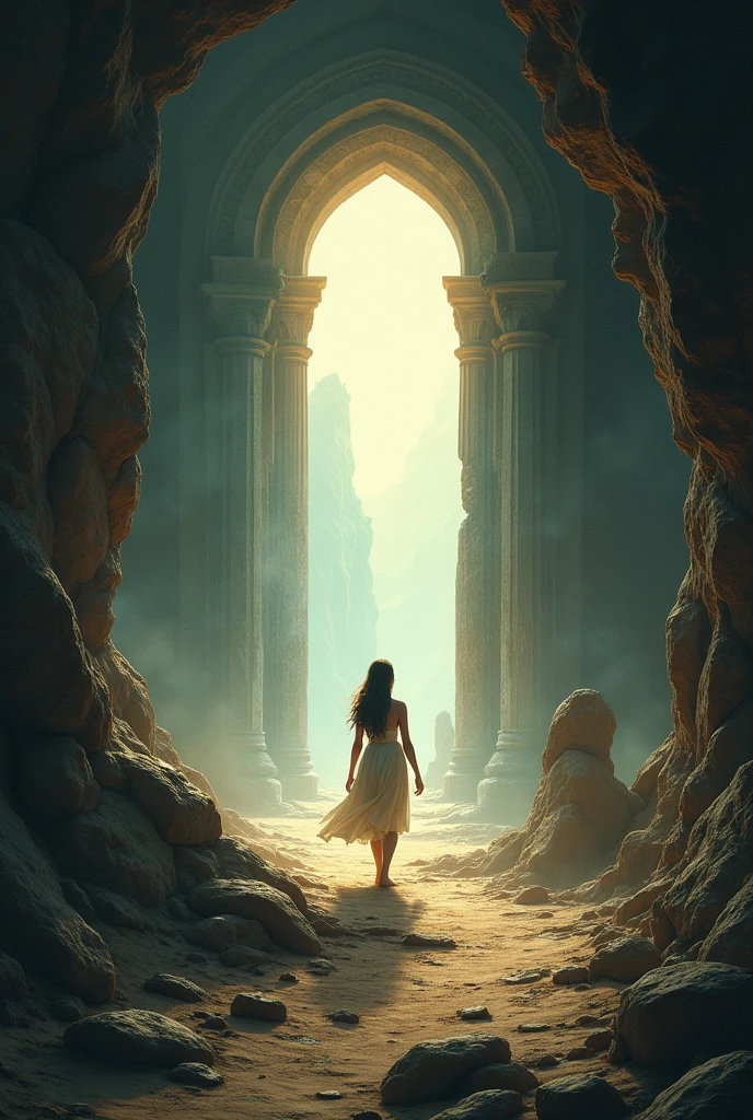 Make a drawing that has these elements Fe,love,alma,The myth of Plato&#39;s cave,Idea, concept 