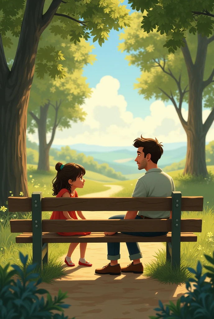 A man sitting with girl in park