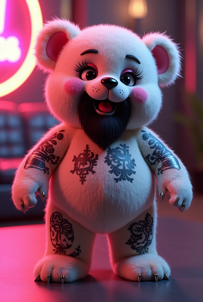 Bimbo teddy bear with tattoos and beard
