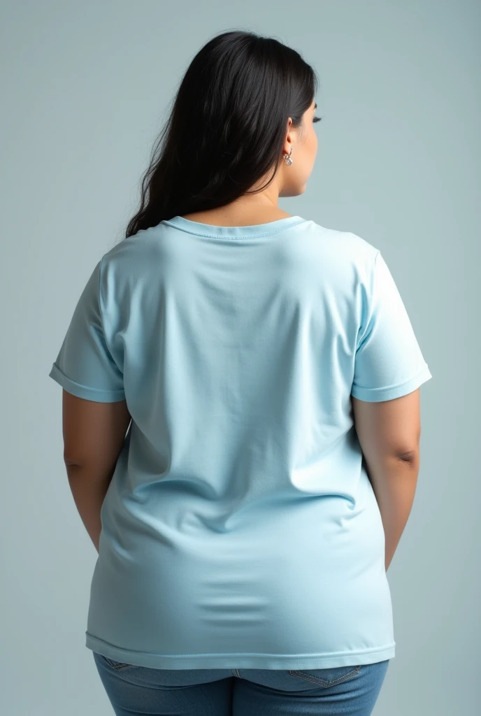 Light iceberg colour TSHIRT plus size women back view 
