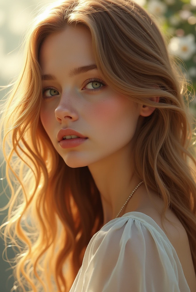 Beautiful girl with long yellow hair
