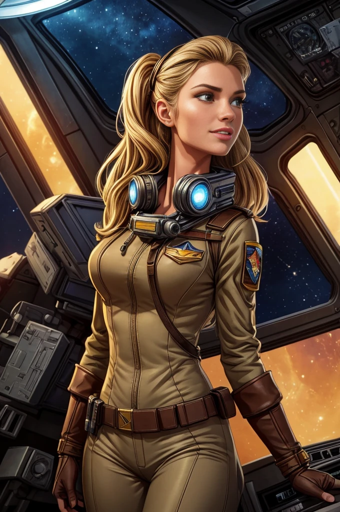 beautiful eyes, beautiful girl, high detail skin, high detail eyes, high detail hair, highres, ultra detailed, sharpen picture, Highly detailed, masterpiece, best quality, photorealistic,
1girl, long hair, fingerless gloves, animal ear fluff, dog ears, overalls, name tag , a woman sitting in a spaceship. big window, planets and space outside(Close up shot)