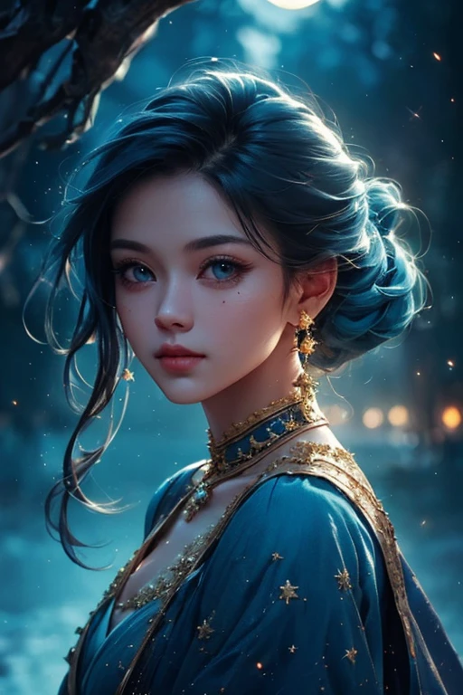 New planet, ((Full Shot:1.4)), ((Super detailed:1.5)), Light reflects on the water:1.2, Idyllic, dream-like, sexy、Fantasy, Dark Environment、Soft moonlight reflecting on the water, 超Realな8K, Portraiture, Very detailed32kデジタルアート, Beautiful digital art, (( Bluish, cyan, brown: 1.2)), 8K Realなデジタルアート, Soft lighting, ((Very detailed: 1.4), ((masterpiece)), (Very detailed and beautiful: 1.3), (Realistic: 1.4)、Storm、universe、Starry Sky、shadow、Realな肌、Real、