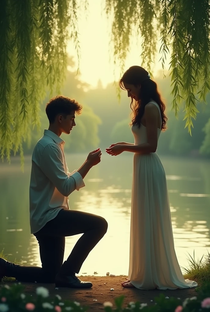 A man proposed a girl behind rever