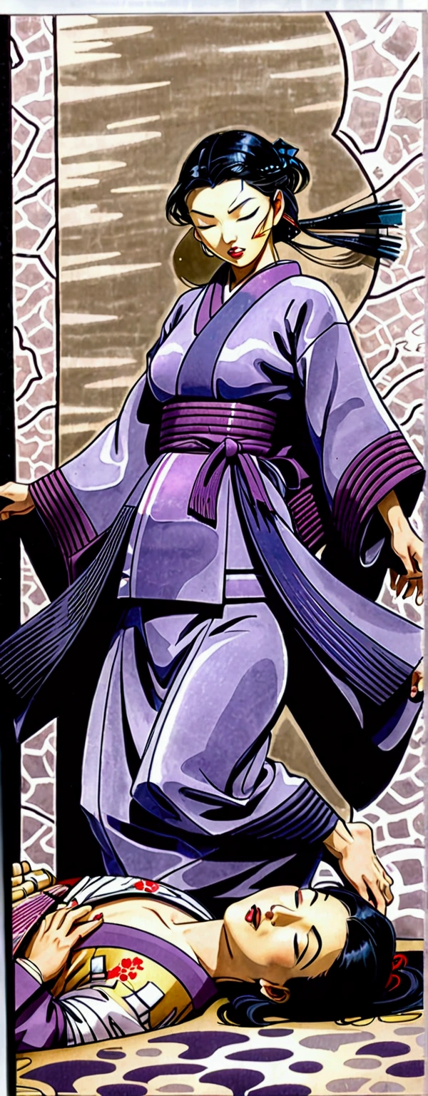 ((serene woman)) ((closed eyes)) ((Japanese Kimono)) ((to cabeza)) ((lovely))