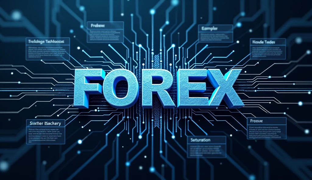 "An illustration featuring a sign with the word 'Forex' designed to resemble an Intel chip, complete with metallic textures and circuit-like patterns. The 'Forex' sign appears at the center, and from it, four distinct branches extend outward. Each branch leads to a labeled section: 1. 'The Functioning of the Forex Market', 2. 'Examples of Market Trading', 3. 'Factors Affecting the Forex Market'. These branches visually represent the division of Forex into various subcategories. The overall design has a technological and futuristic feel, emphasizing connectivity and data flow, with a clean, sharp aesthetic."



