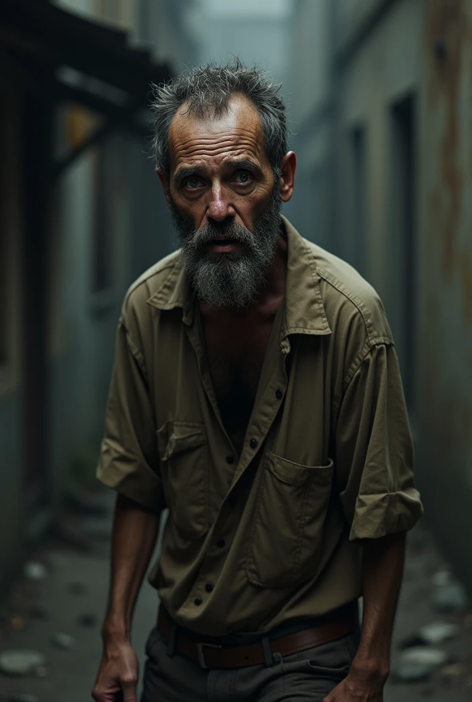 Poor Man with afraid eyes