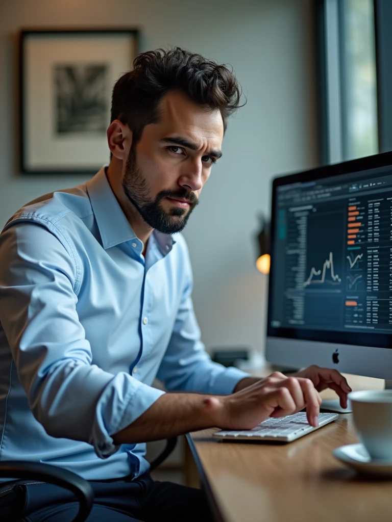photo of a man using a computer