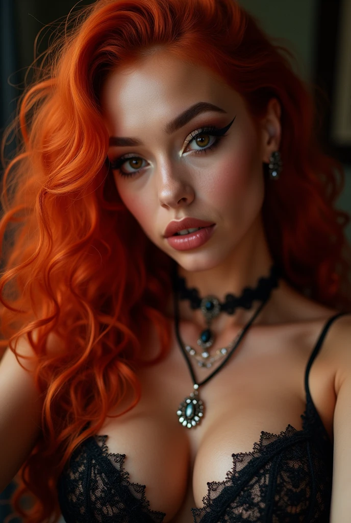 ((Very beautiful girl)), 8k, Young beautiful girl, sexy girl, ((red long hair)), red long curly hair, ((very long hair)), complex makeup, ((big tits)), ((huge breasts)), big boobs, ((huge tits)), ((plump lips)), pouty lips, pouty lips, big lips, ((big expressive black eyes)), big eyes, perfect beautiful girl, young mommy, necklace, glitter, ((perfect hands)), wet, sexy, ((in a silk white blouse)), Background: ((selfie at school)), ((selfie)), close-up, many details, contour lighting, ((selfie)), close-up, first person, sex, lust, debauchery,
