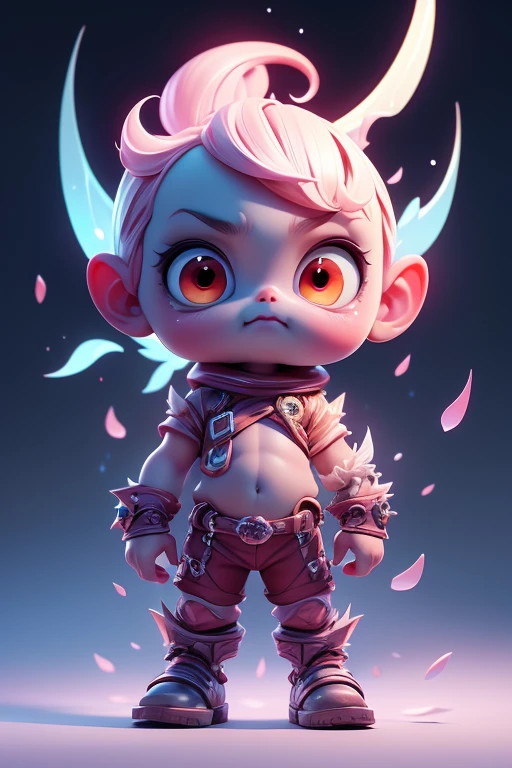 Create a monster image, a small, big-headed, monster.. The body is transparent and can be seen through. The image is sharp and detailed., with beautiful colors.. With arms, leg, eyes, mouth, พื้นหลังสีlegว