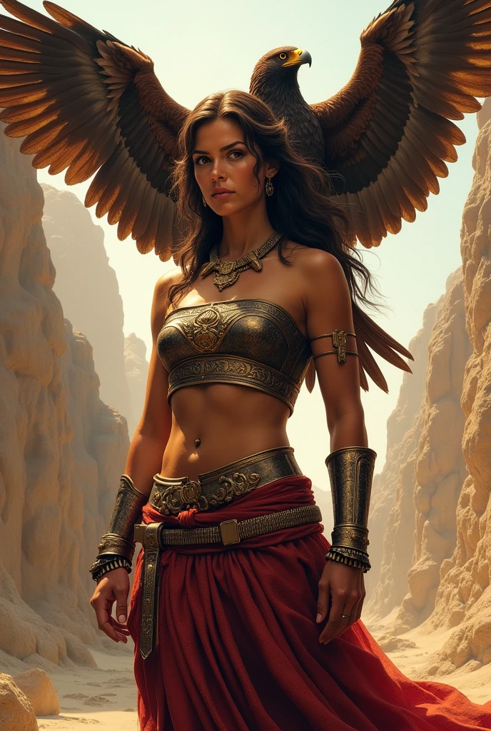 Kassandra with eagle in this shoulder