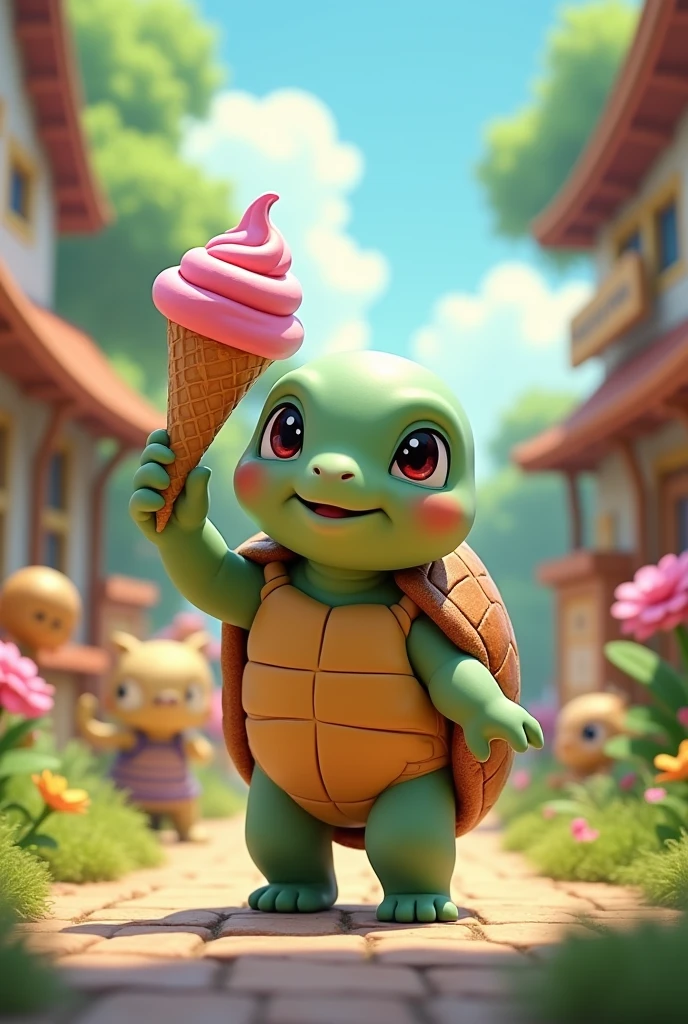 Lilli, the little turtle has started school with a candy cone