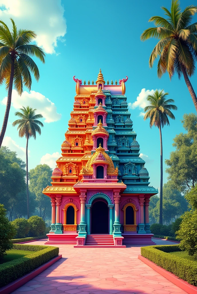 Give me a south indian temple colorful ombination for small temple