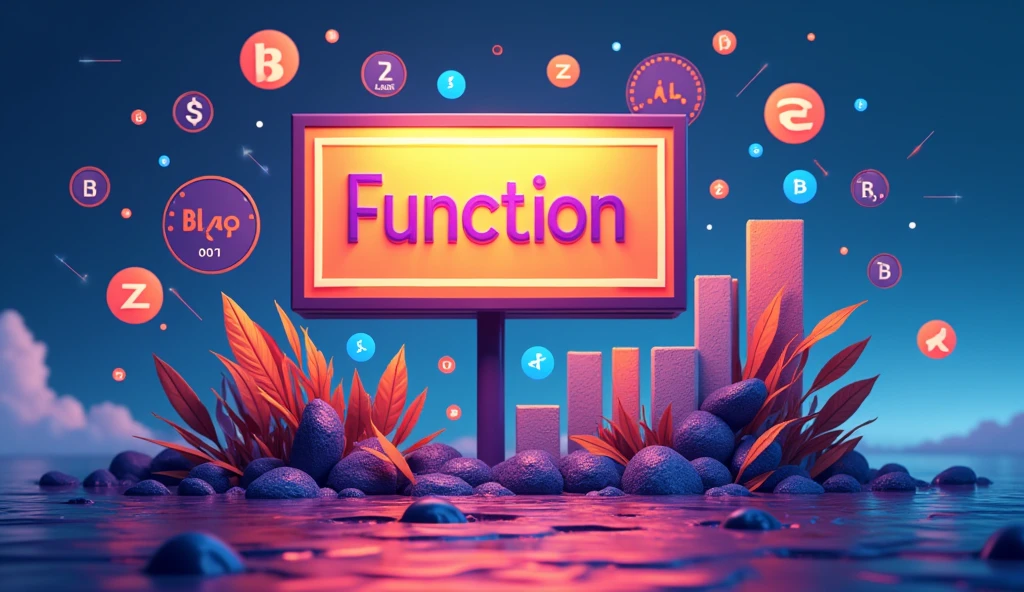 "An illustration featuring a sign with the text 'Function' in a bold, clear font at the center. Surrounding the sign are various images representing Forex trading actions, such as 'buy' and 'sell' buttons, along with graphs showing market trends, currency pairs, and candlestick patterns. The design should have a modern and dynamic feel, emphasizing the activity and movement within the Forex market, with vibrant colors to capture the energy and complexity of trading." realistic picture
