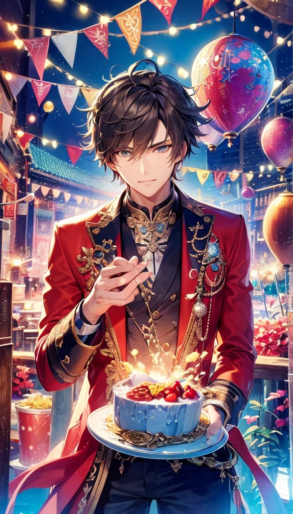 a handsome guy、Serious expression、Cool and beautiful face、Highly Detailed CG Unity 8K Wallpaper, (super masterpiece, Beautiful person, well detailed face polluted smile, It&#39;s photorealistic, Hyperrealistic)Cool and handsome face