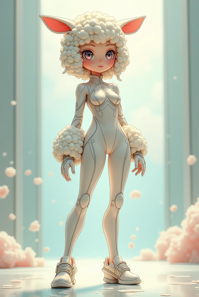 Anime Sheep girl in latex leggings