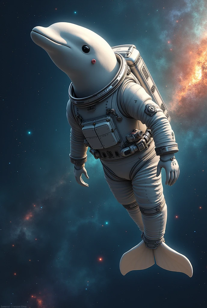 Beluga in space suit galaxy explorer realist 