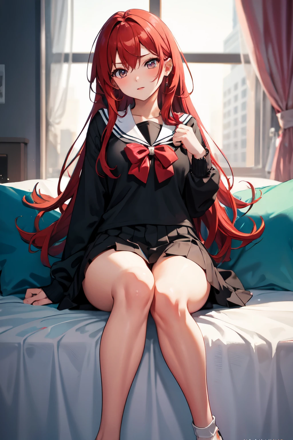 8ｋ,Highest quality,masterpiece, Sharp focus,high school girl，，Red hair，Lewd，