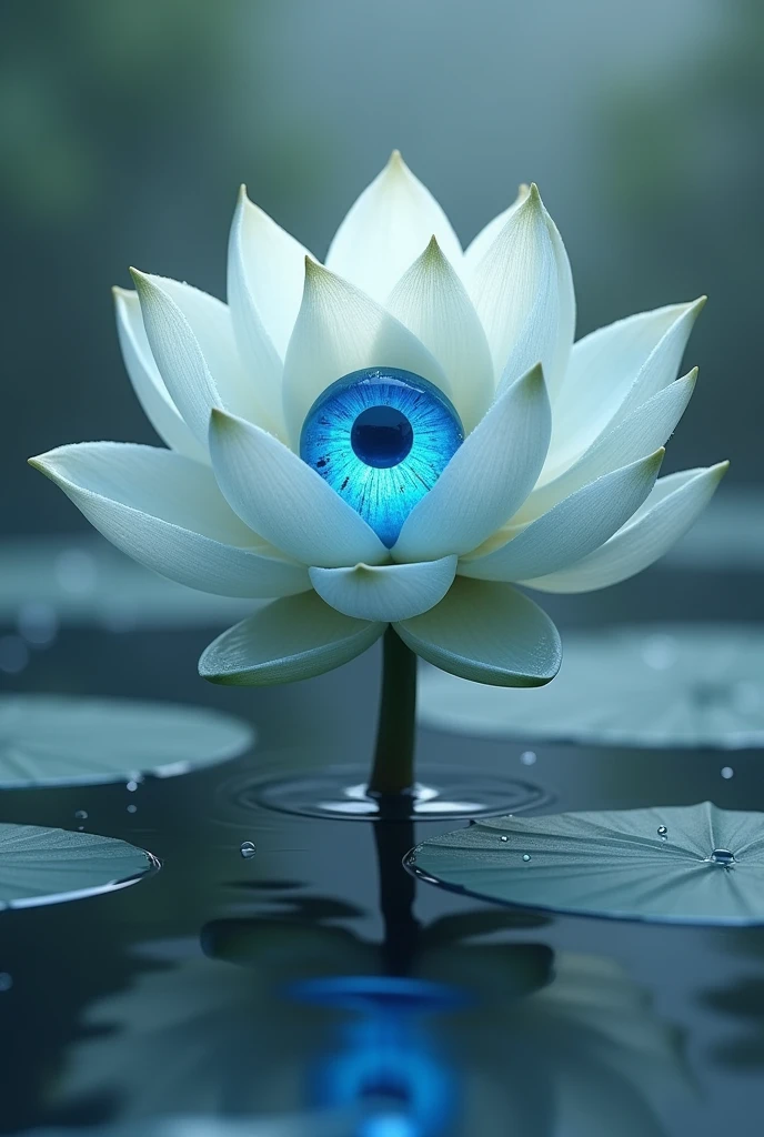 a lotus flower with a blue eye 
