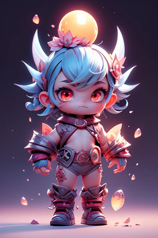 Create a monster image, a small, big-headed, baby monster.. The body is transparent and can be seen through. The image is sharp and detailed., with beautiful colors.. With arms, leg, eyes, mouth, พื้นหลังสีlegว
