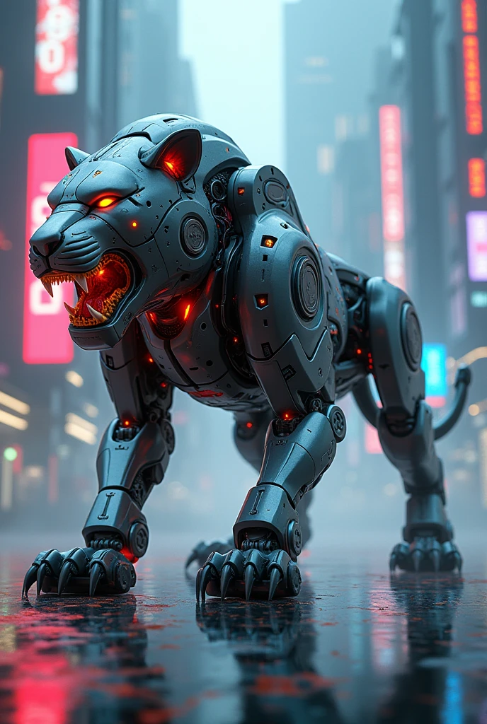 A loin robot in cyber aria
