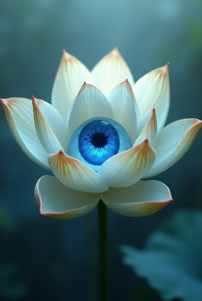 A scarred lotus flower with a blue eye